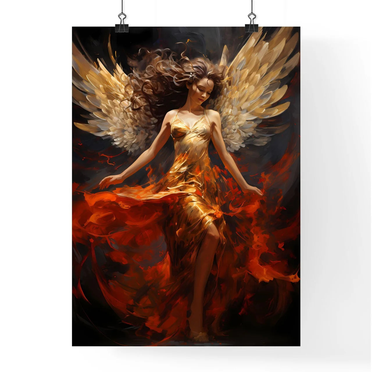 A Woman In A Dress With Wing Poster
