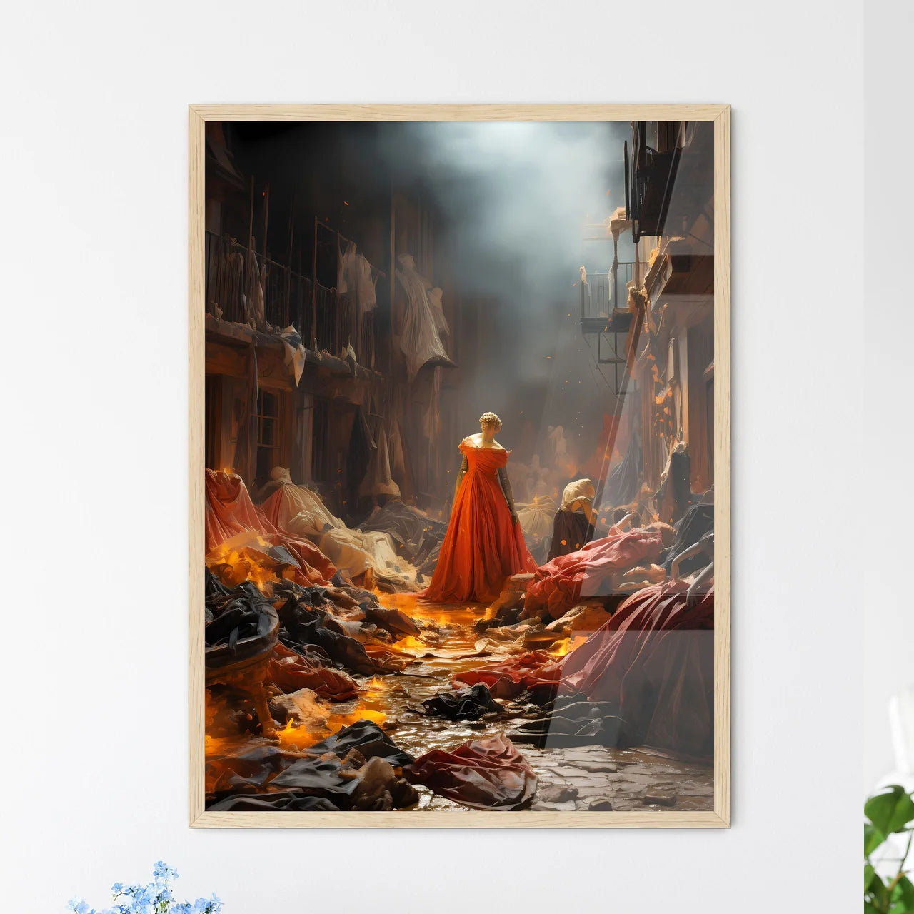 A Woman In A Red Dress In A C Wall Art