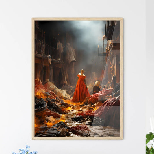 A Woman In A Red Dress In A C Wall Art