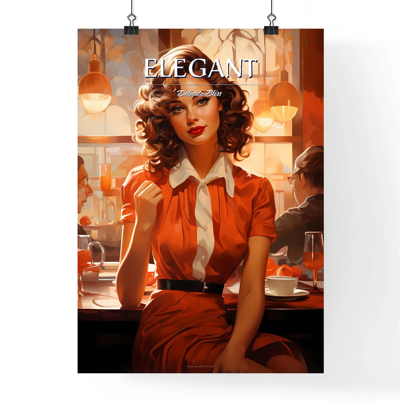 A Woman Sitting At A Tabl Poster