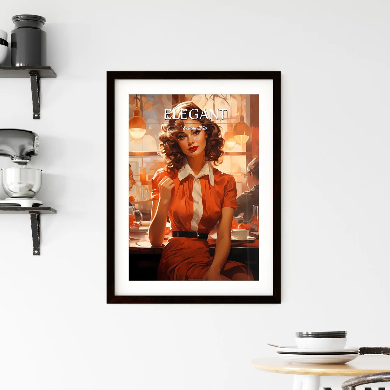 A Woman Sitting At A Tabl Framed Print