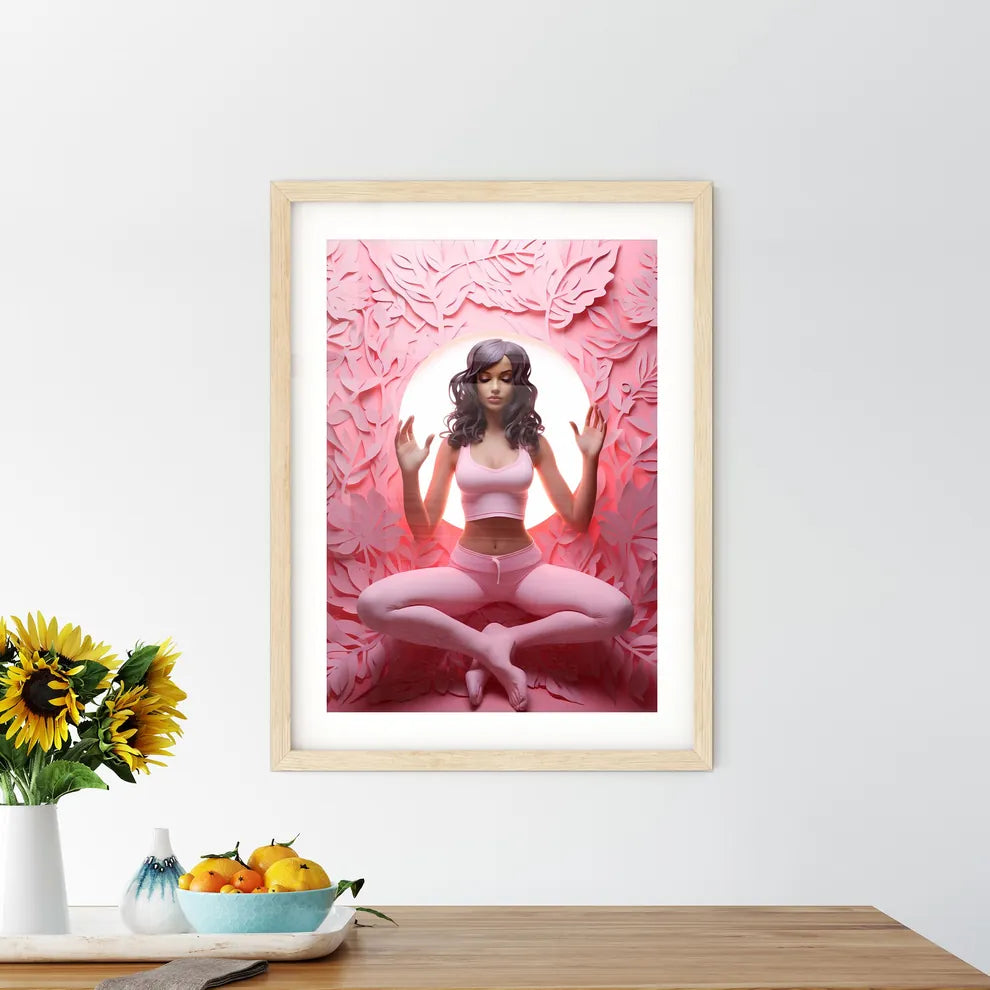 A Woman Sitting In A Pink Room With A Light  - Kitchen Hangings
