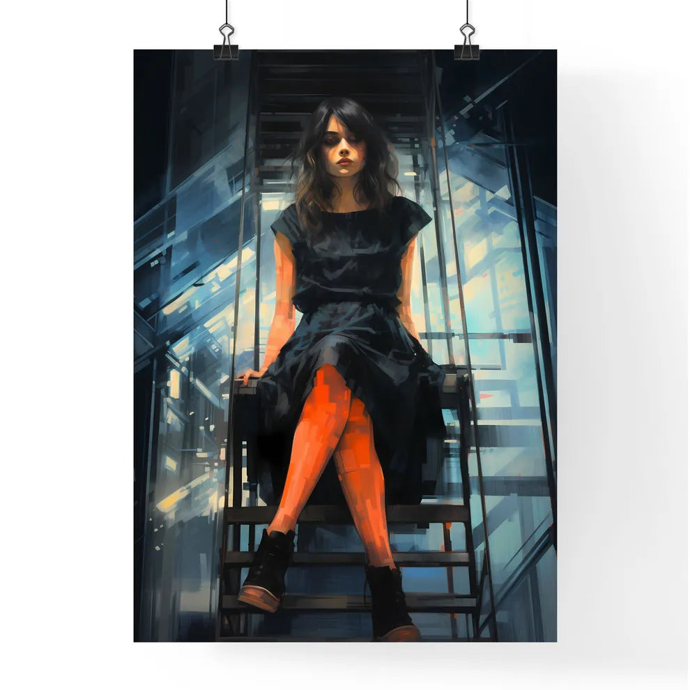 A Woman Sitting On A Ladde Poster