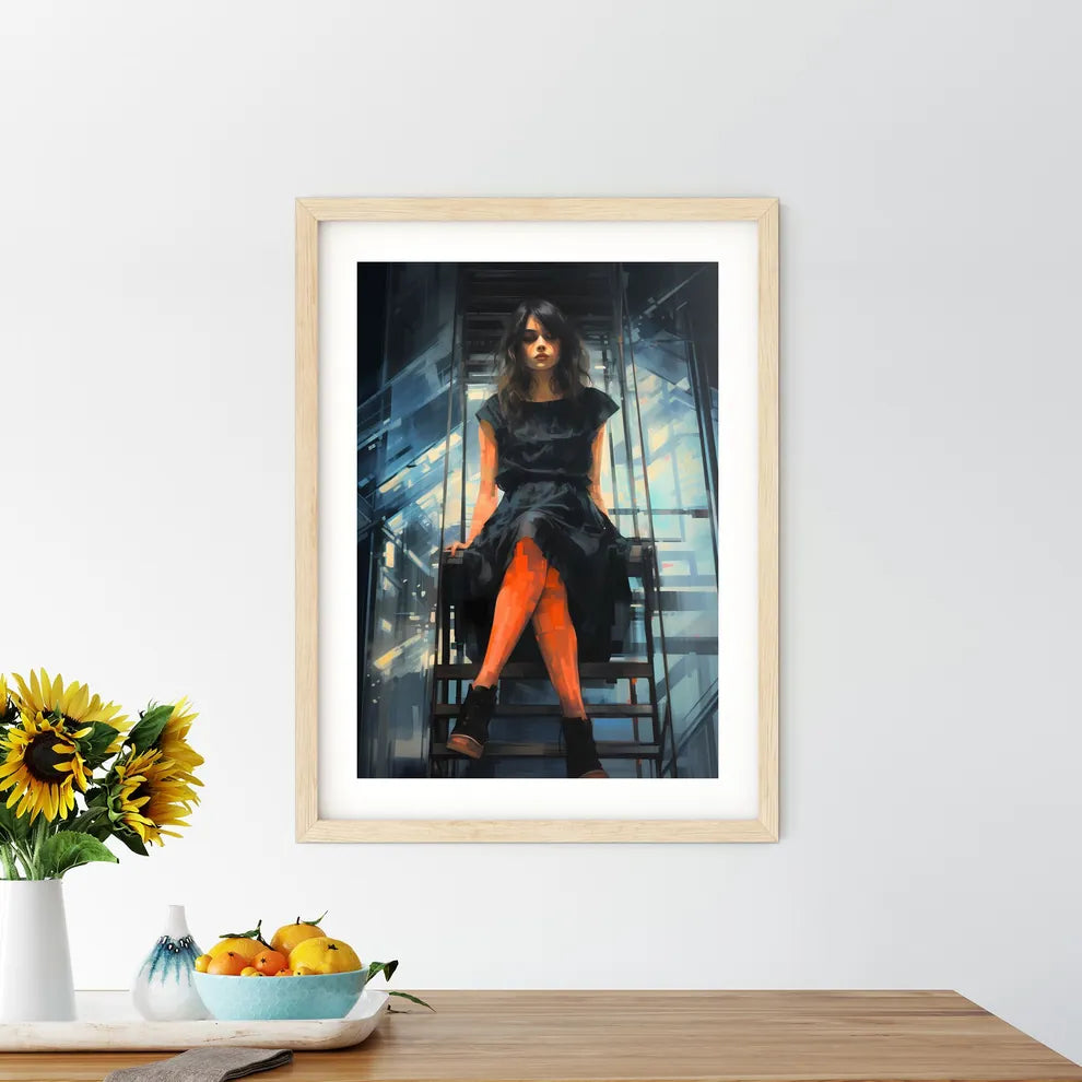 A Woman Sitting On A Ladde - Kitchen Hangings