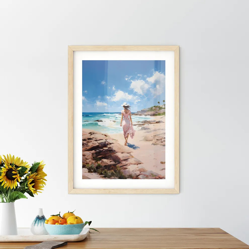 A Woman Walking On A Beac - Kitchen Hangings