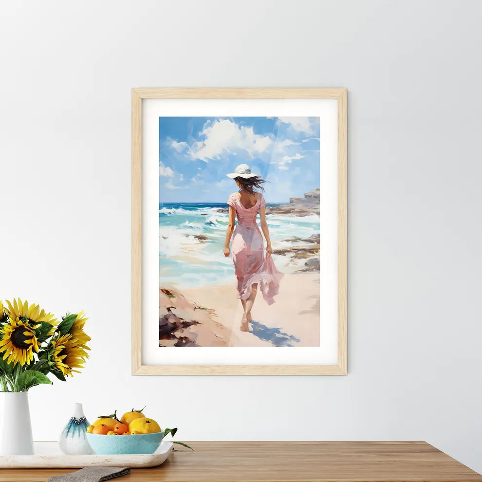A Woman Walking On A Beac - Kitchen Hangings