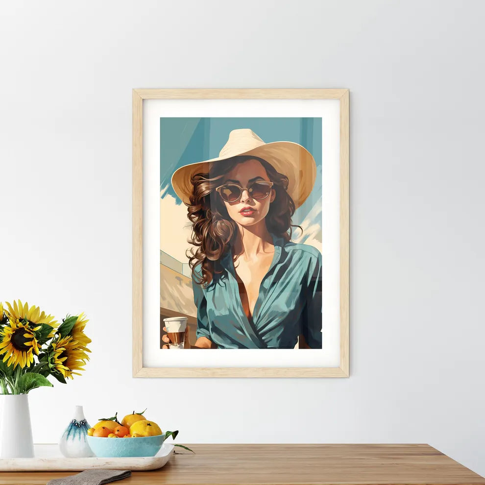 A Woman Wearing A Hat And Sunglasse - Kitchen Hangings