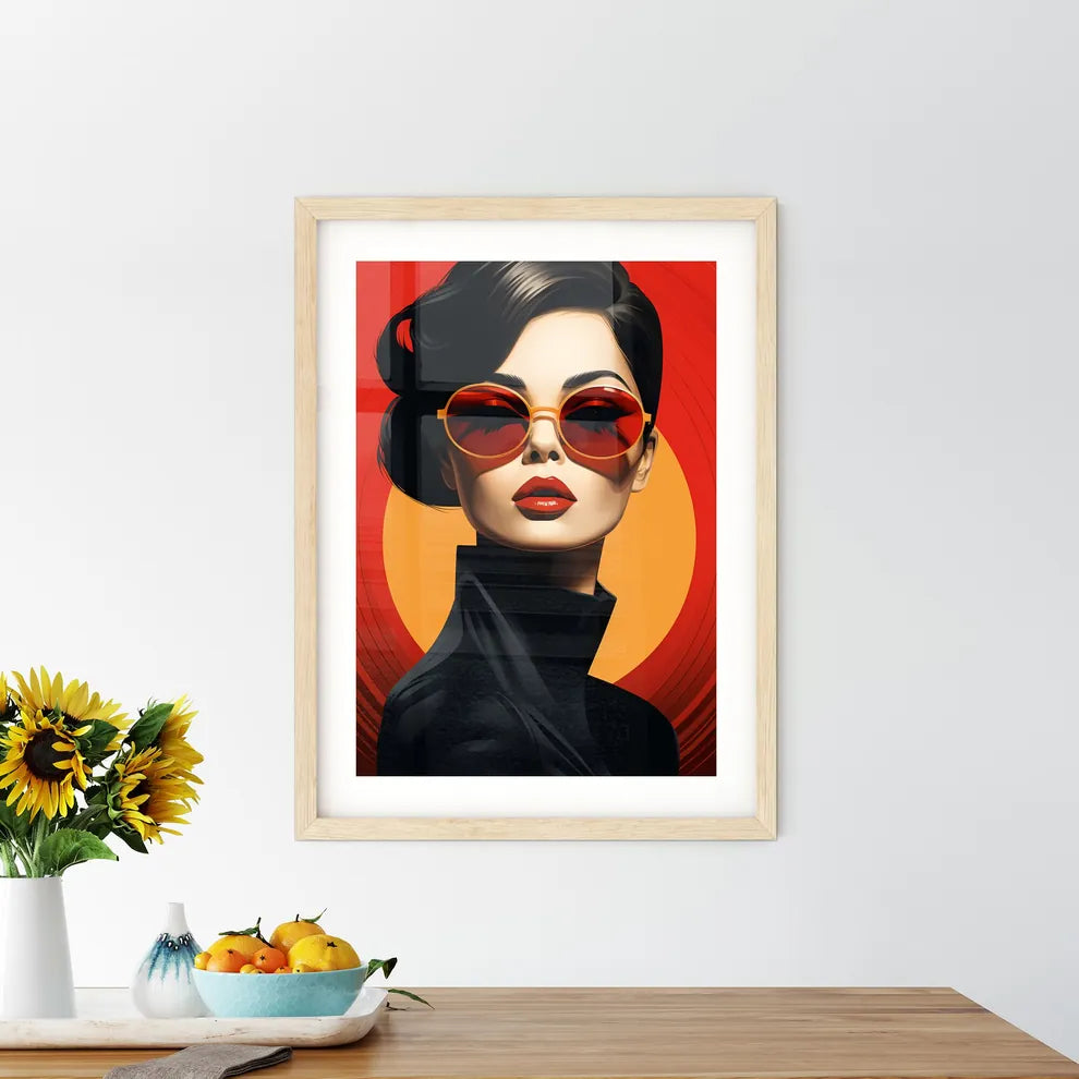 A Woman Wearing Sunglasses And Red Lip - Kitchen Hangings