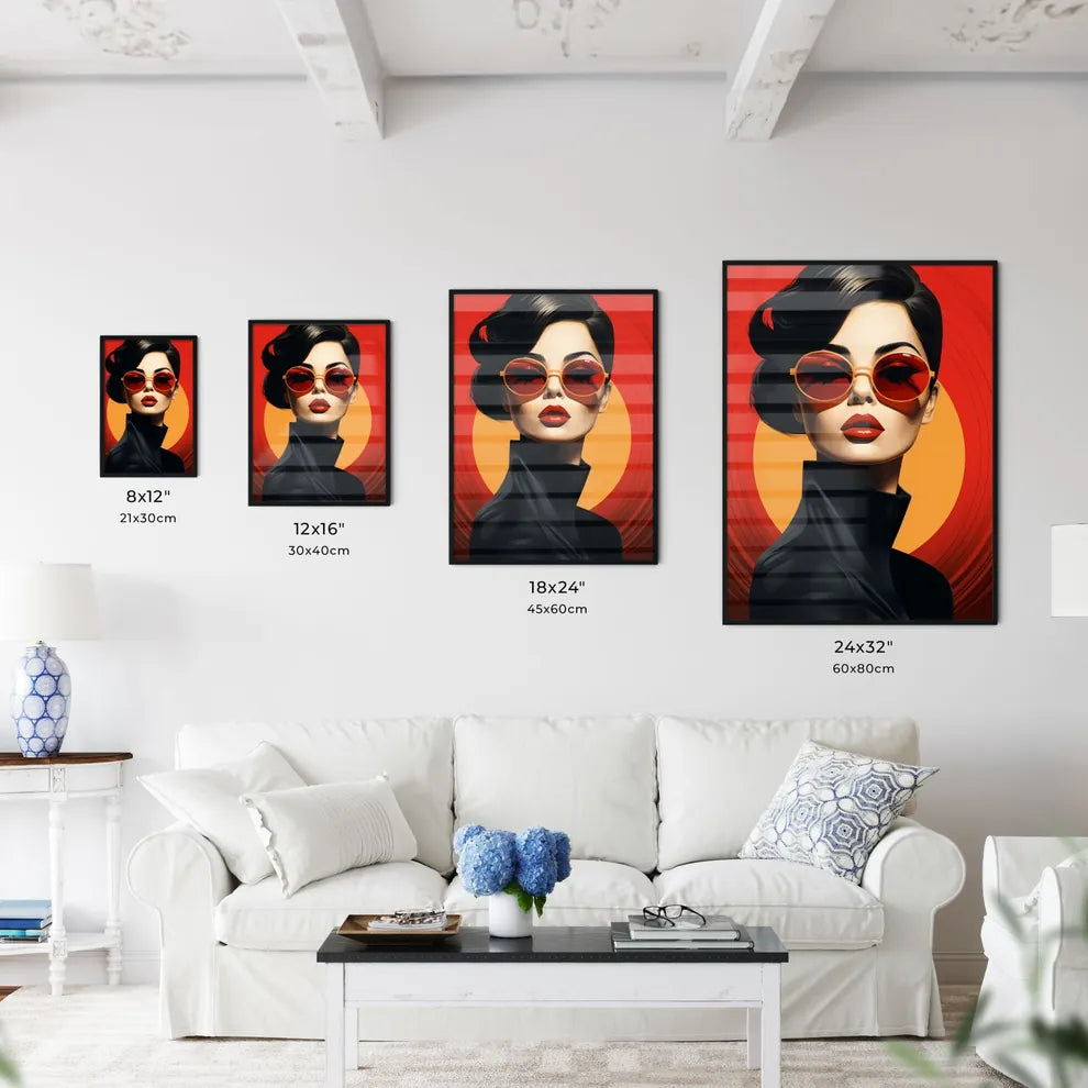 A Woman Wearing Sunglasses And Red Lip Wall Art