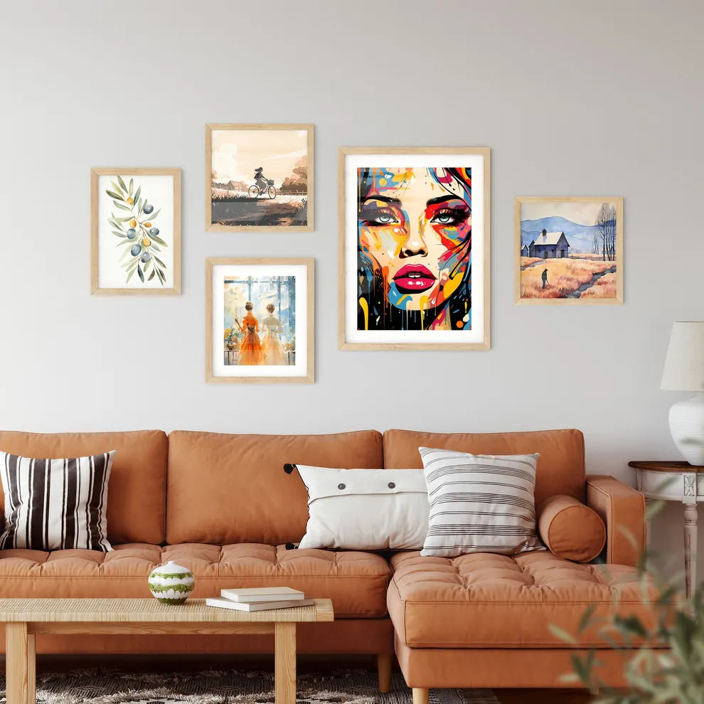 A Woman With Colorful Makeu Framed Print