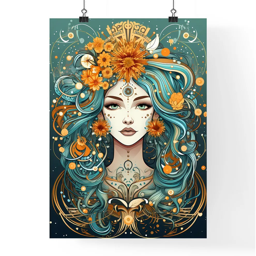 A Woman With Flowers In Her Hai Poster