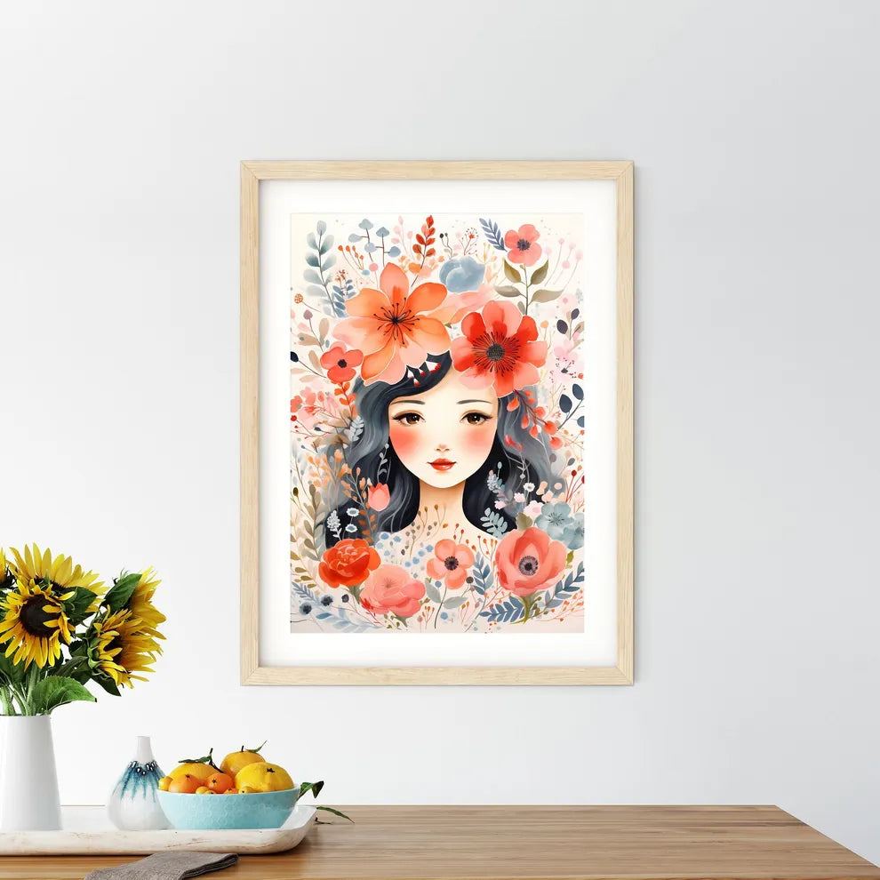A Woman With Flowers In Her Hai - Kitchen Hangings