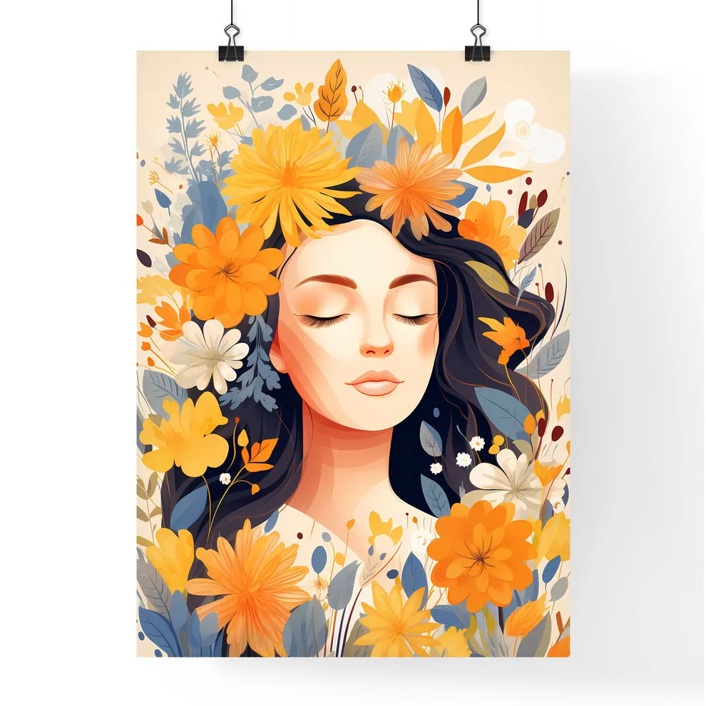 A Woman With Flowers In Her Hai Poster