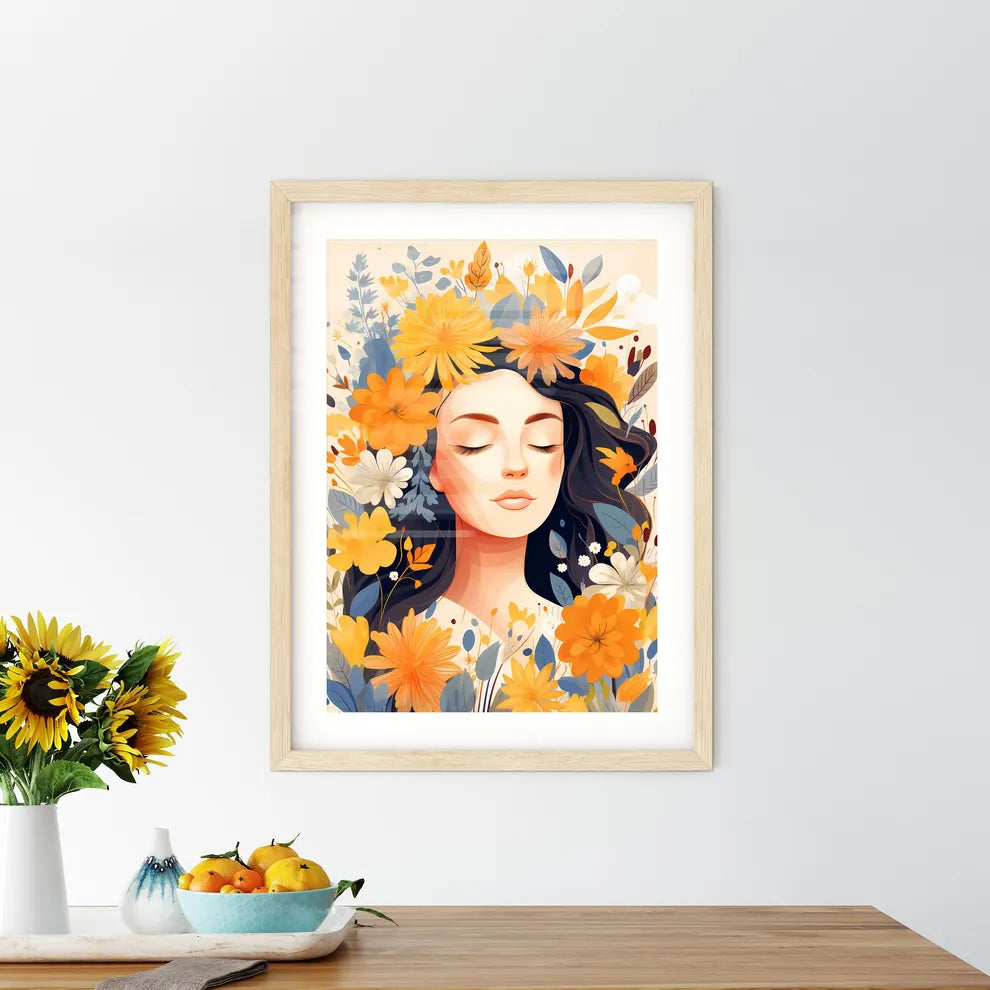 A Woman With Flowers In Her Hai - Kitchen Hangings