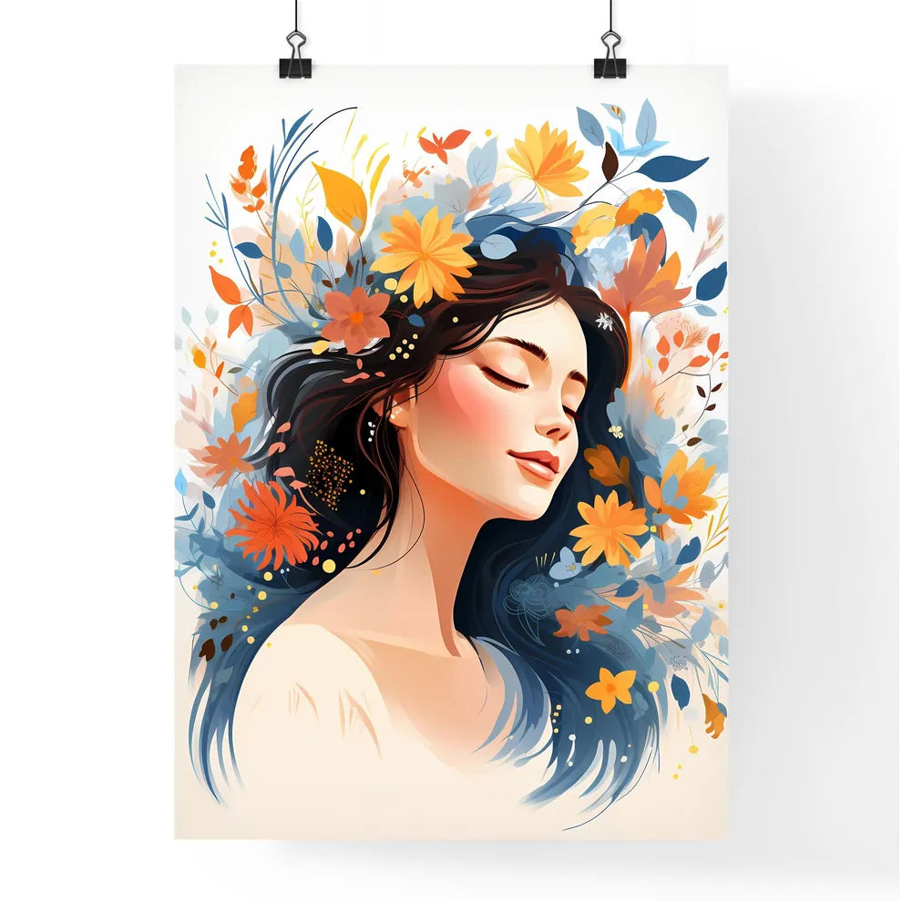 A Woman With Flowers In Her Hai Poster