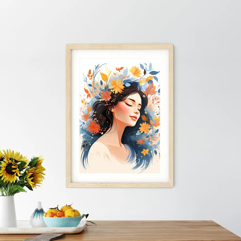 A Woman With Flowers In Her Hai - Kitchen Hangings