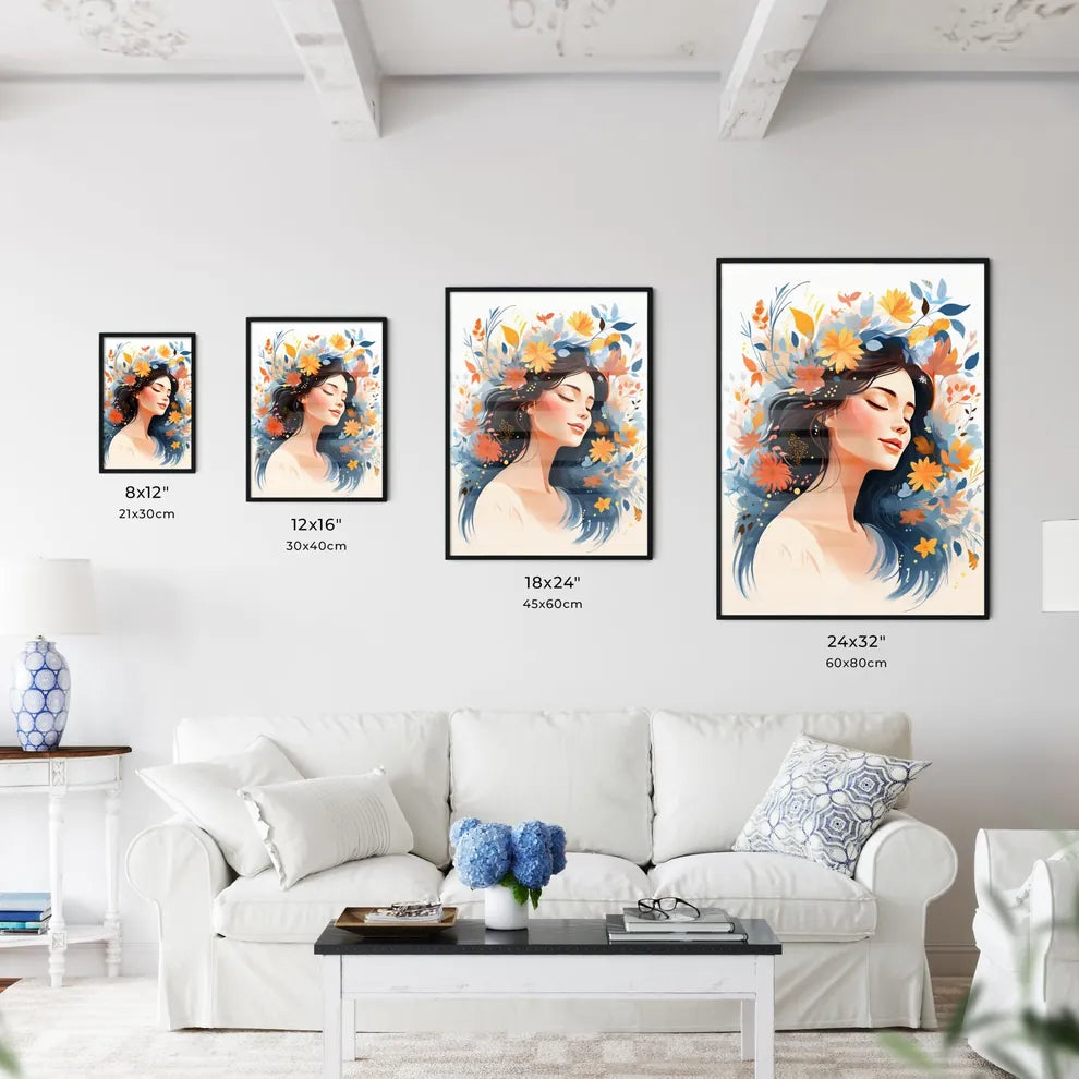 A Woman With Flowers In Her Hai Wall Art