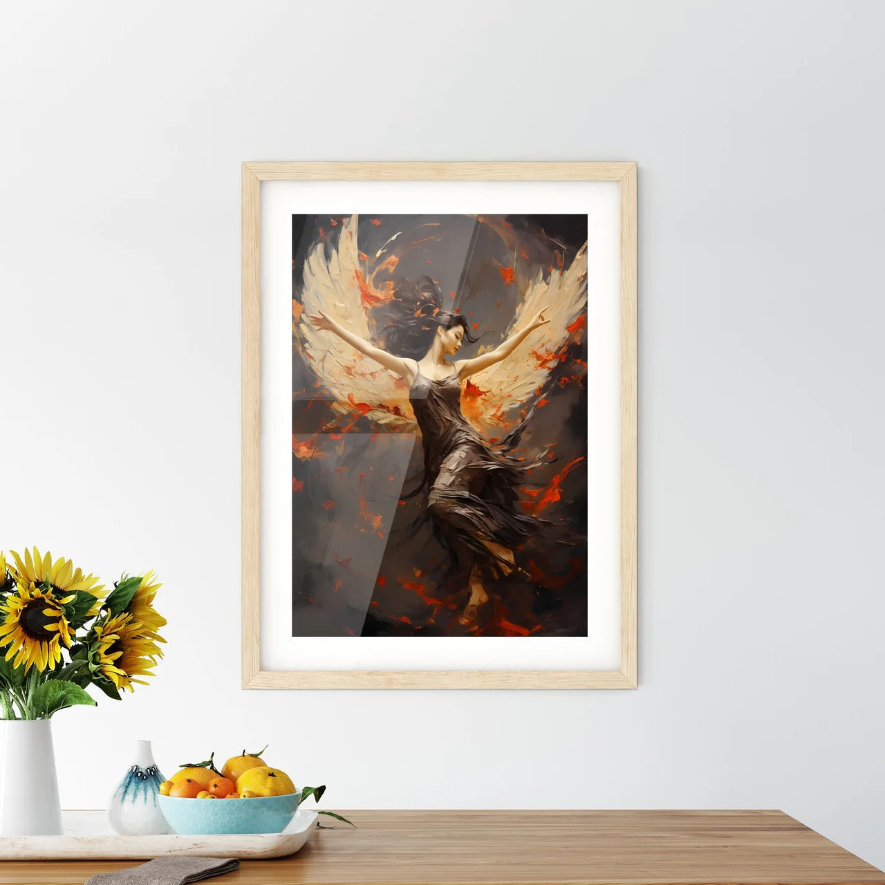 A Woman With Wings And Wings Spread Ou - Kitchen Hangings