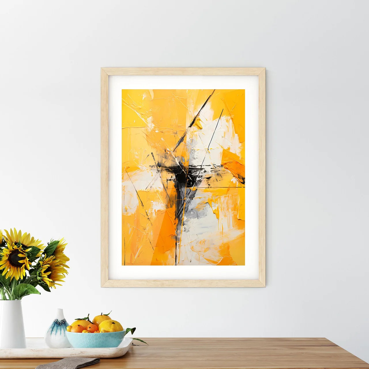 A Yellow And White Paintin - Kitchen Hangings