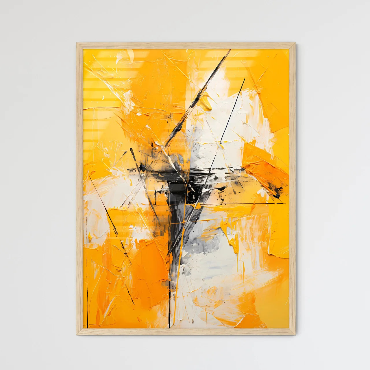 A Yellow And White Paintin - Framed Art Print