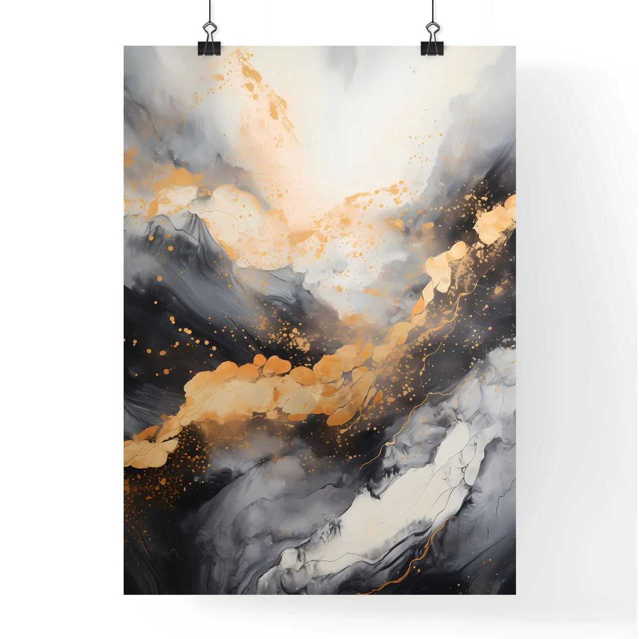 Abstract - A Black And White Painting With O Poster