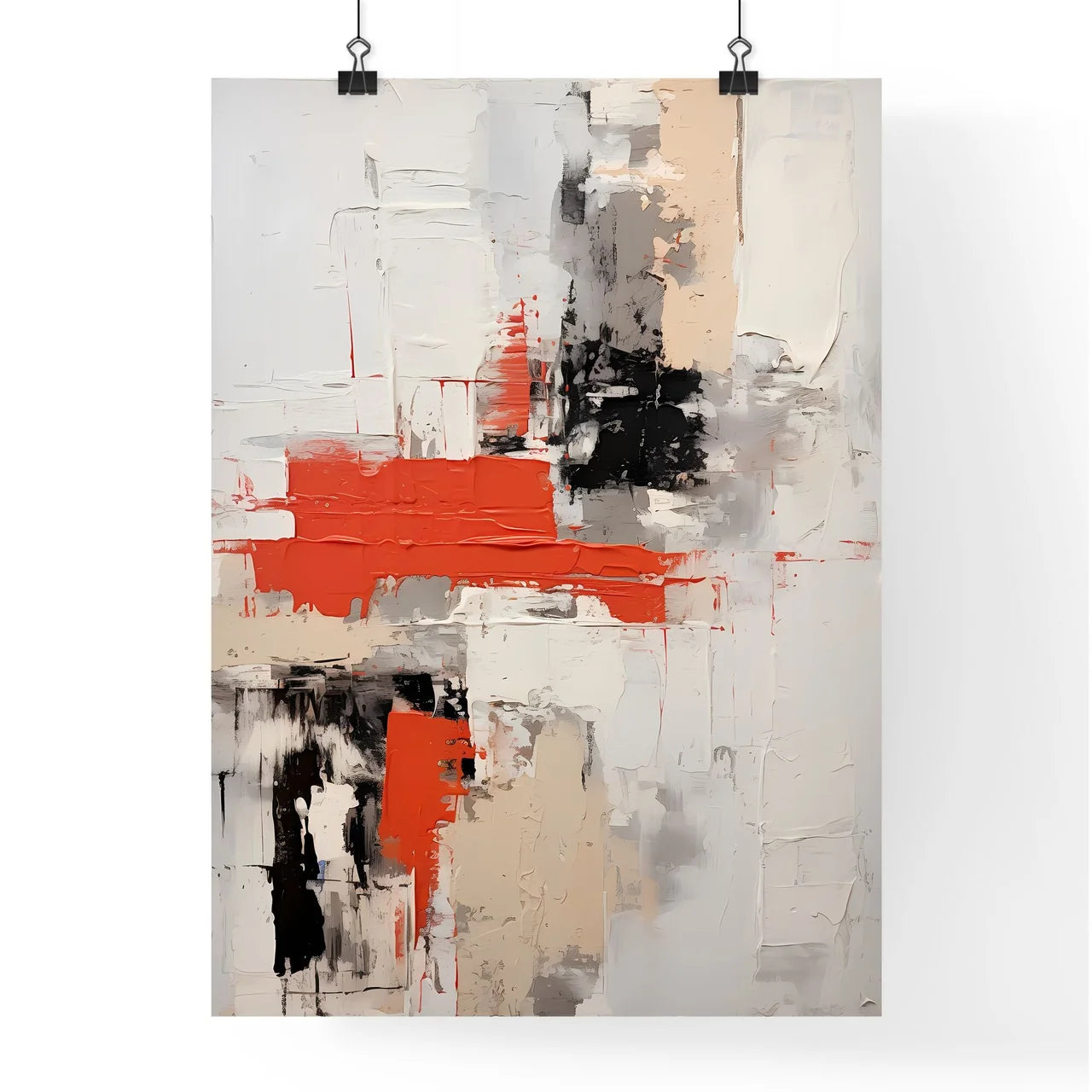 Abstract - A Painting Of A White Wall With R Poster