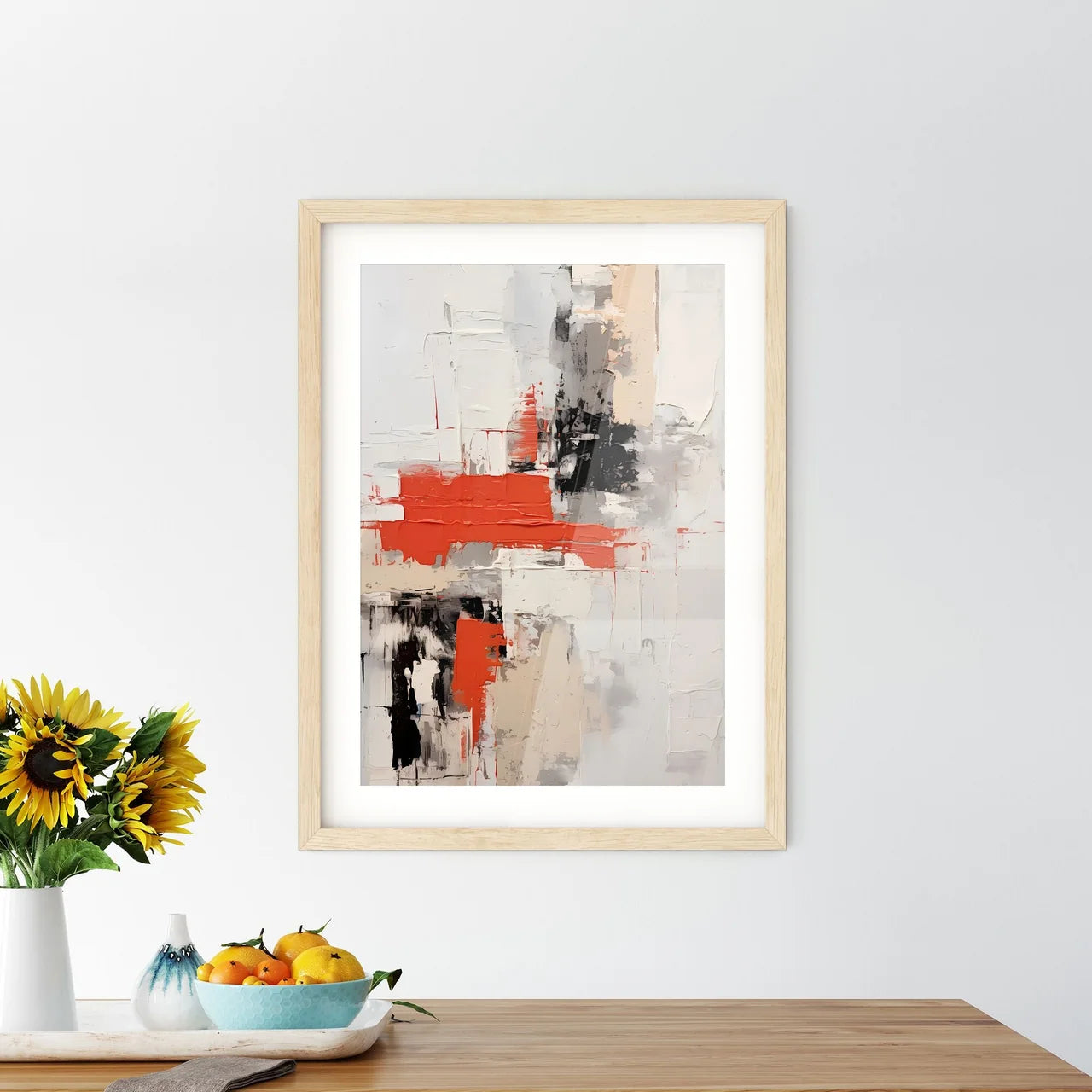 Abstract - A Painting Of A White Wall With R - Kitchen Hangings