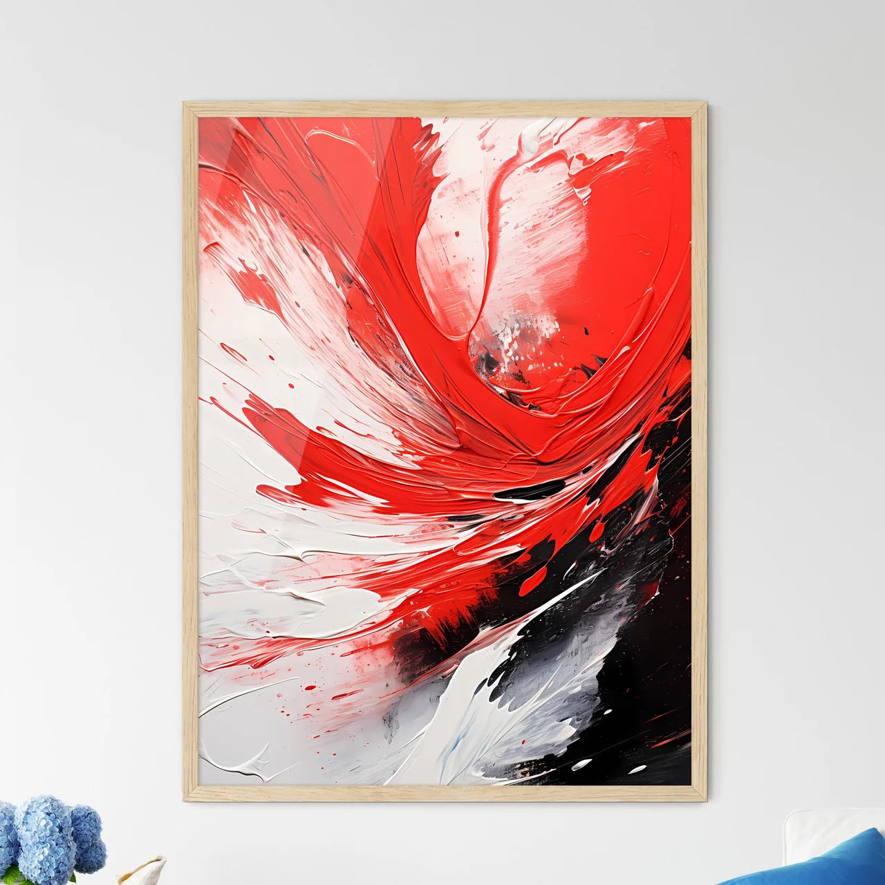 Abstract One - A Red And White Pain - Framed Art Print
