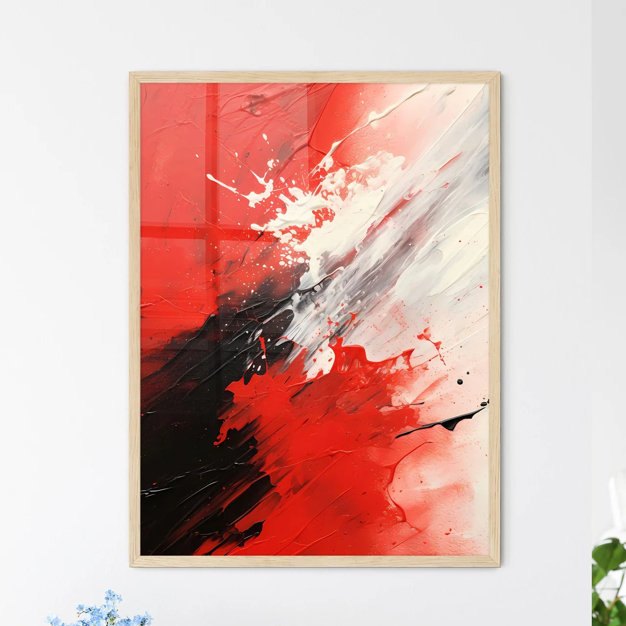 Abstract Three - A Red And Black Pain - Framed Art Print