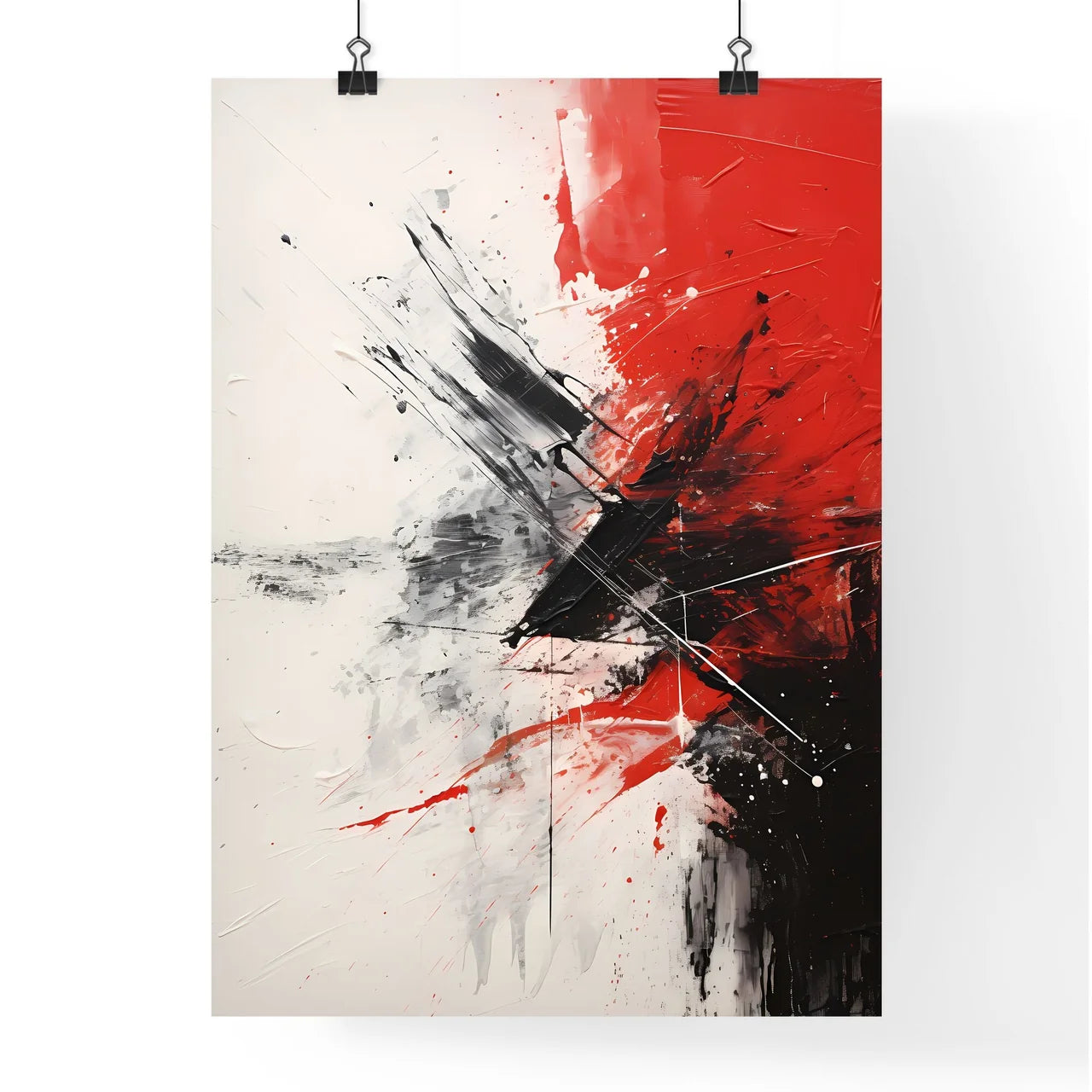 Abstract Two - A Red And Black Paint On A Wh Poster