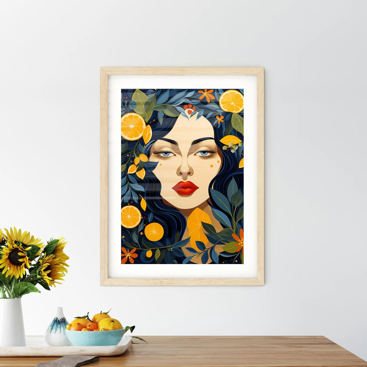 Art Composition - A Woman With Long Hair And - Kitchen Hangings