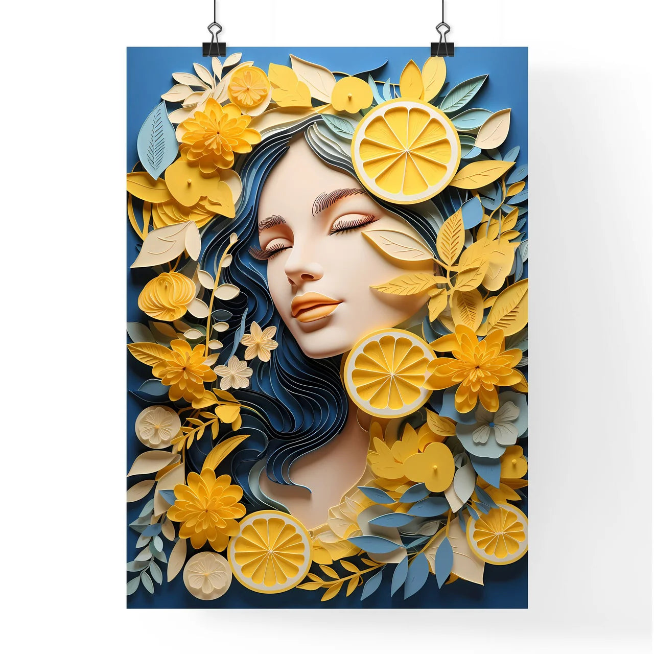 Art Composition - A Woman With Blue Hair And Poster