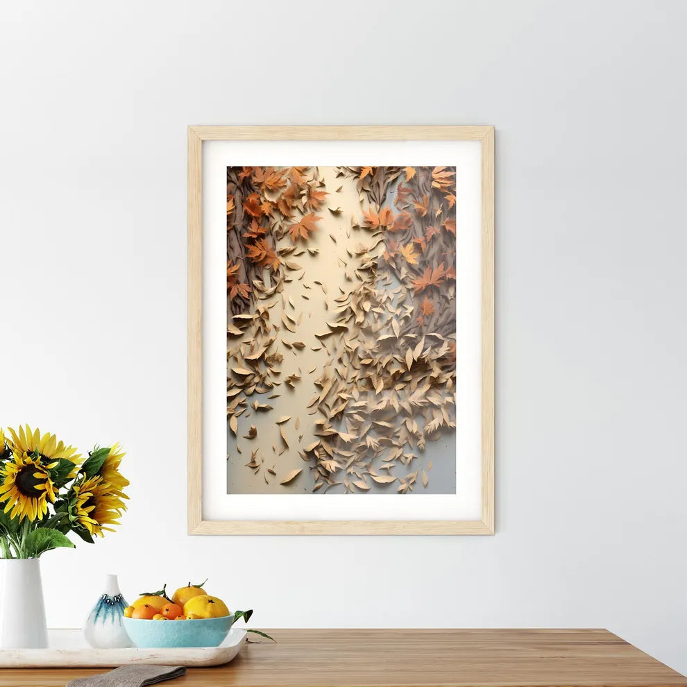 Autumn - A Group Of Brown Leaves On A White  - Kitchen Hangings