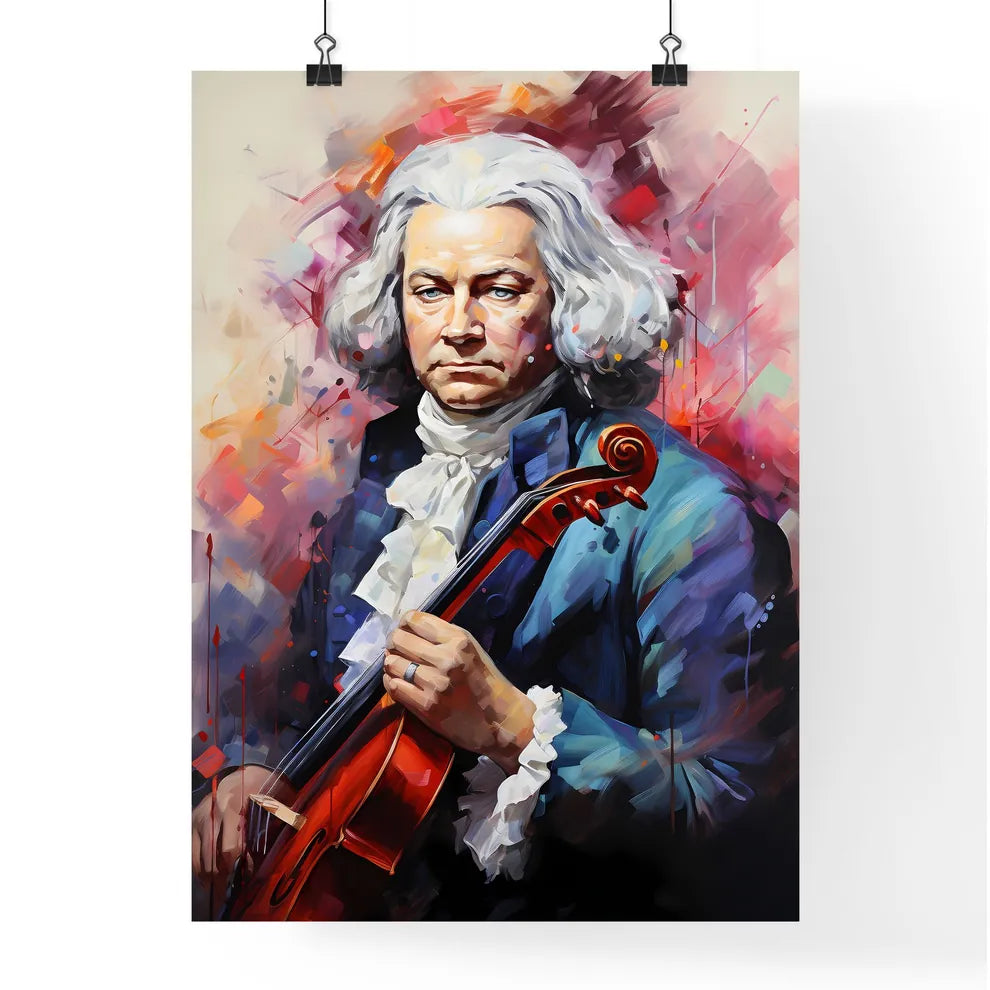 Bach - A Painting Of A Man Holding A Violi Poster