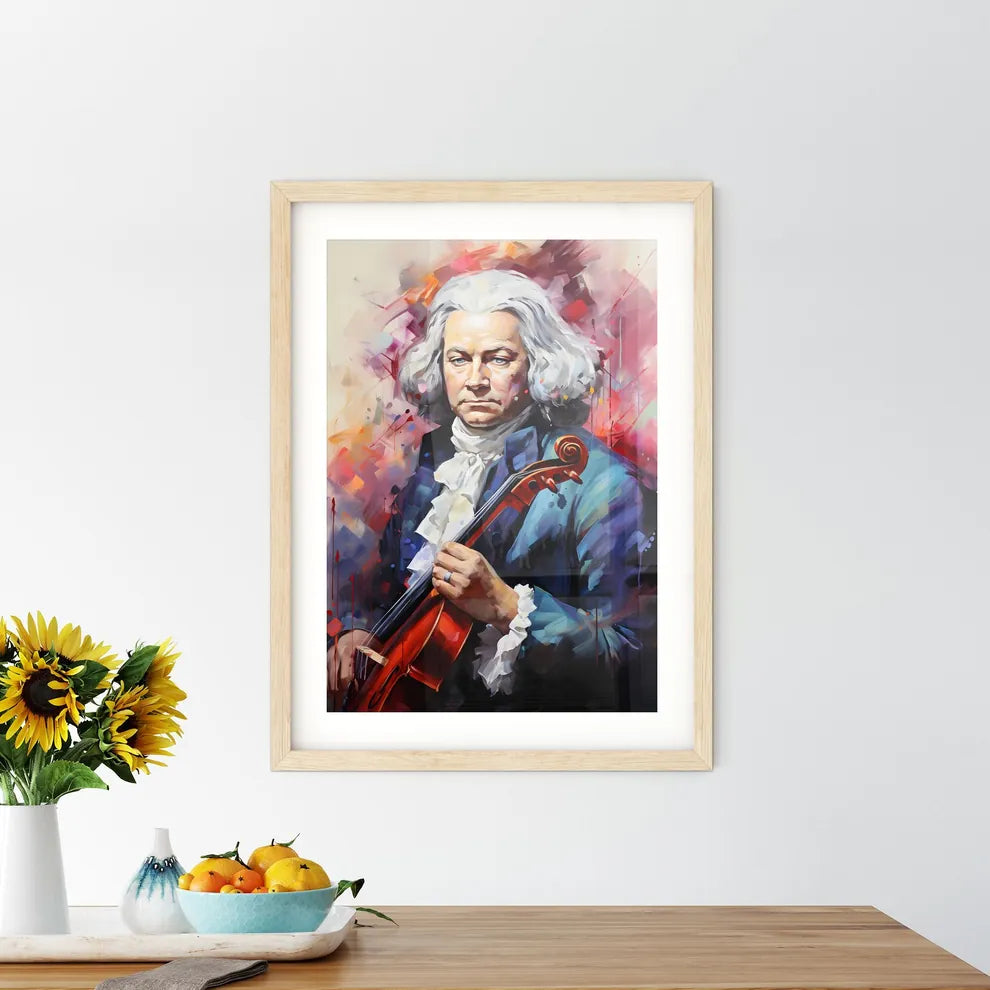 Bach - A Painting Of A Man Holding A Violi - Kitchen Hangings