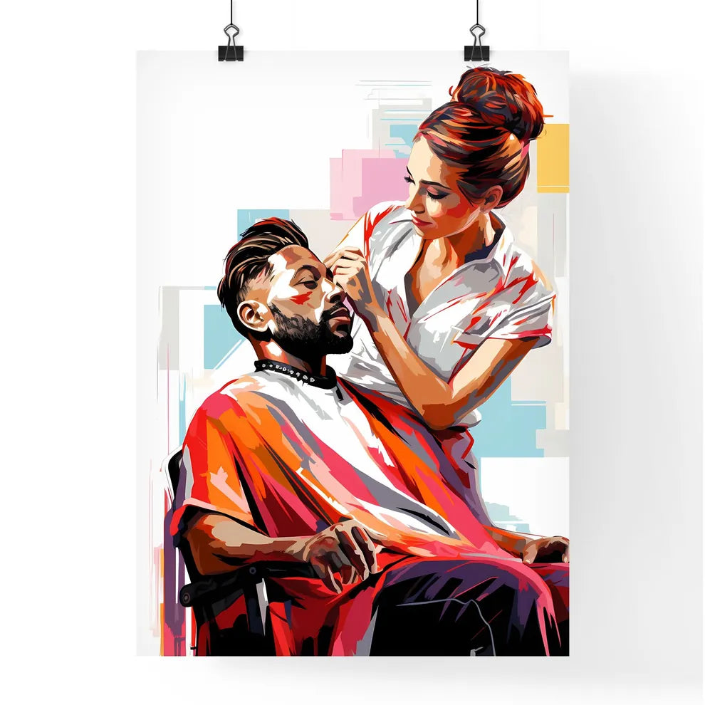 Barber Shop - A Woman Touching A Man's Fac Poster