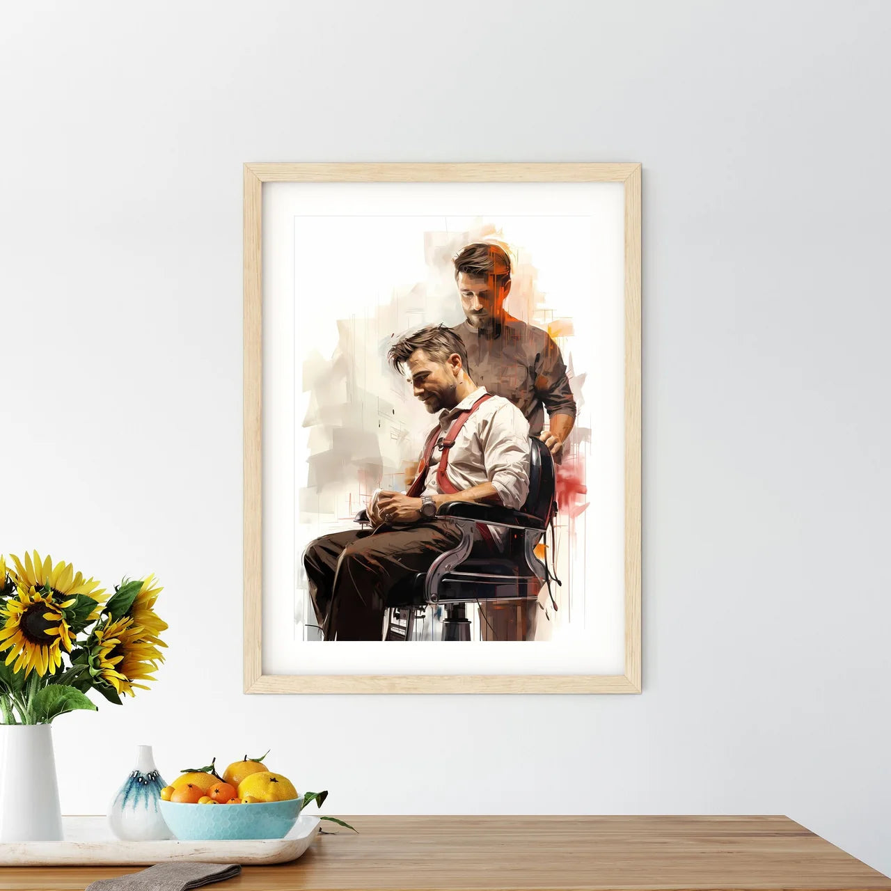Barber Shop - A Man Sitting In A Chai - Kitchen Hangings