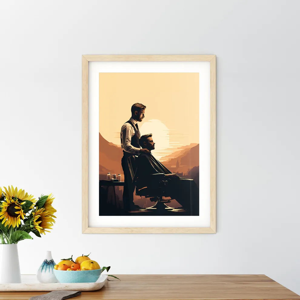 Barber Shop - A Man Standing Next To Another - Kitchen Hangings