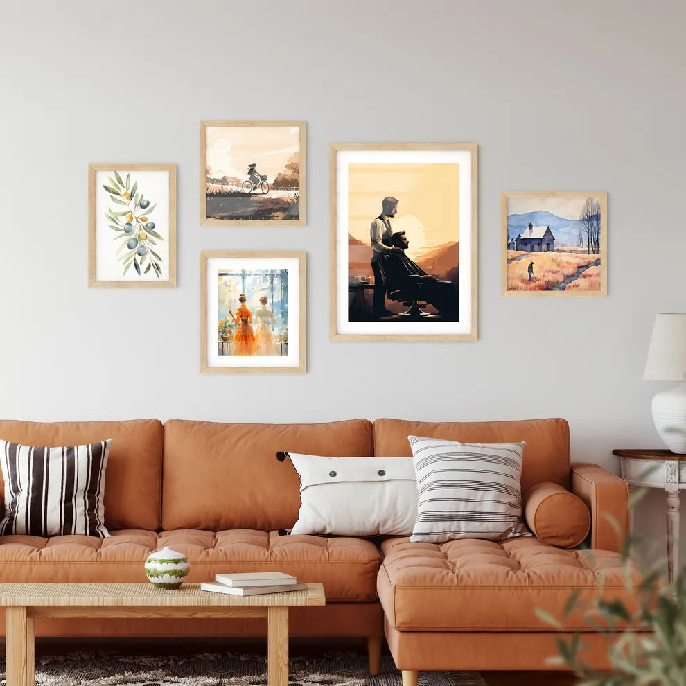 Barber Shop - A Man Standing Next To Another Framed Print