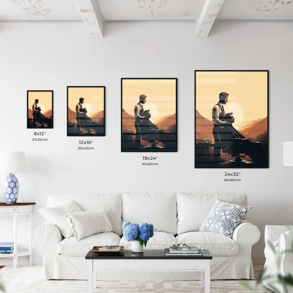Barber Shop - A Man Standing Next To Another Wall Art