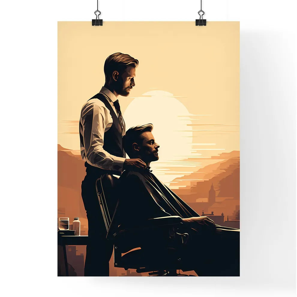 Barber Shop - A Man Standing Next To Another Poster