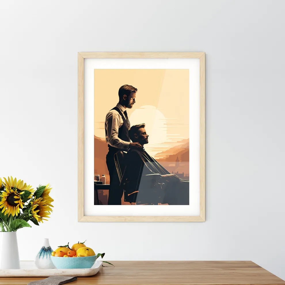 Barber Shop - A Man Standing Next To Another - Kitchen Hangings