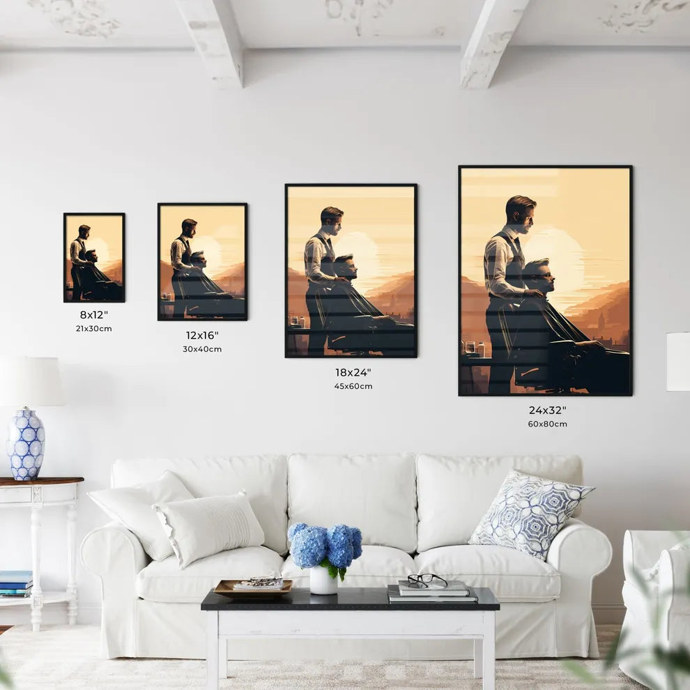 Barber Shop - A Man Standing Next To Another Wall Art