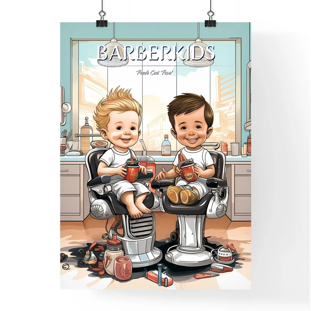 Barber Shop - Cartoon Children Sitting Poster