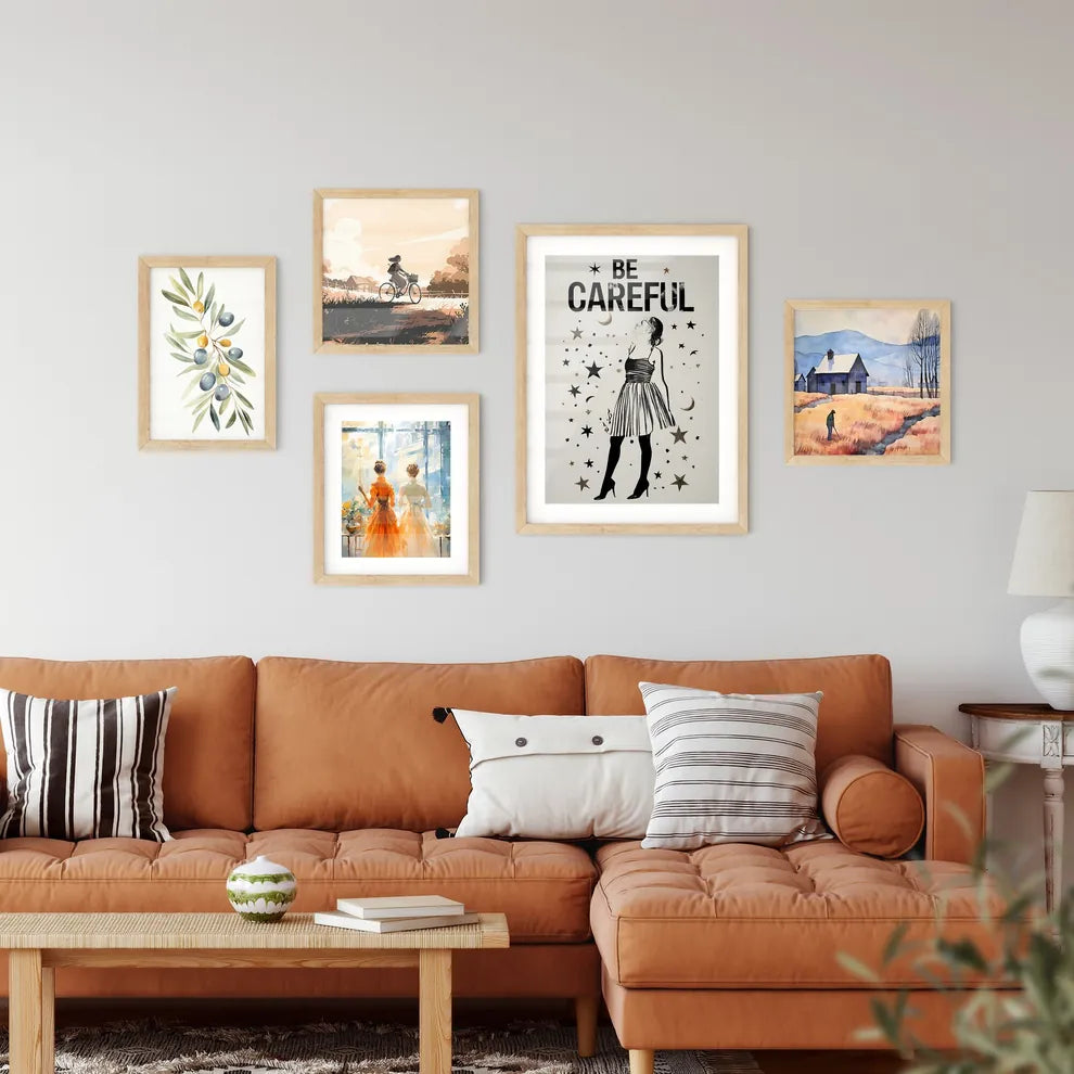 Be Careful - A Woman In A Dress And Star Framed Print