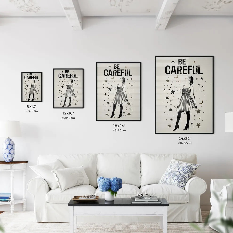 Be Careful - A Woman In A Dress And Star Wall Art