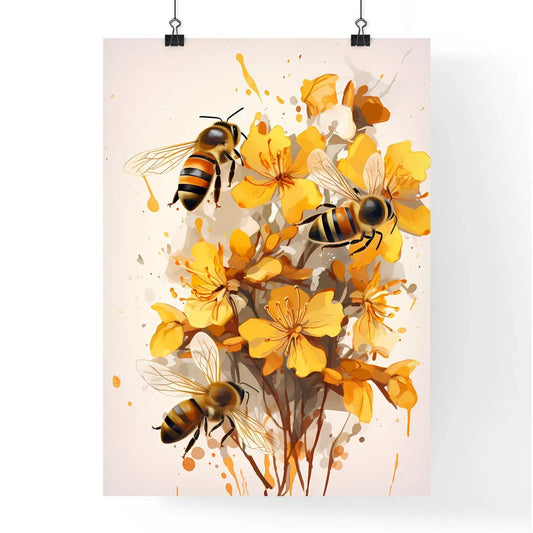 Bees On A Flower Poster