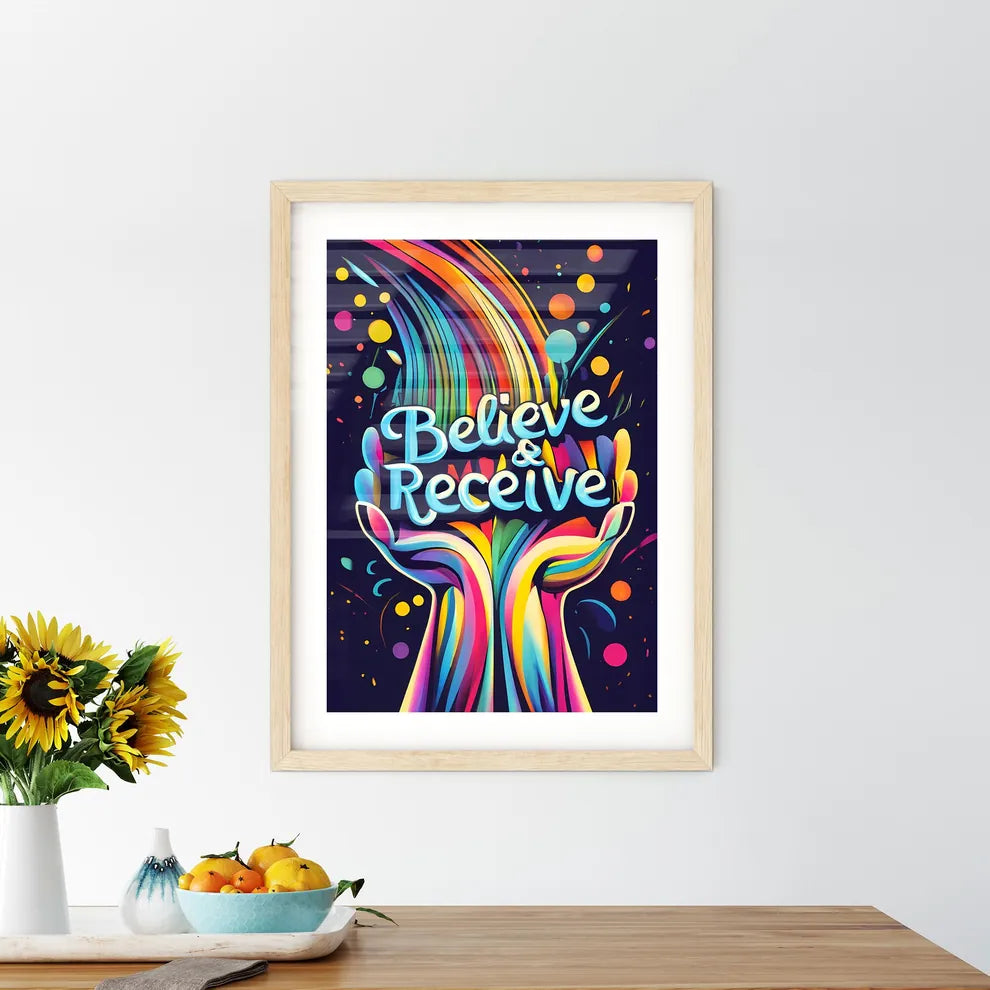 Believe Receive - A Colorful Hands Holding A - Kitchen Hangings