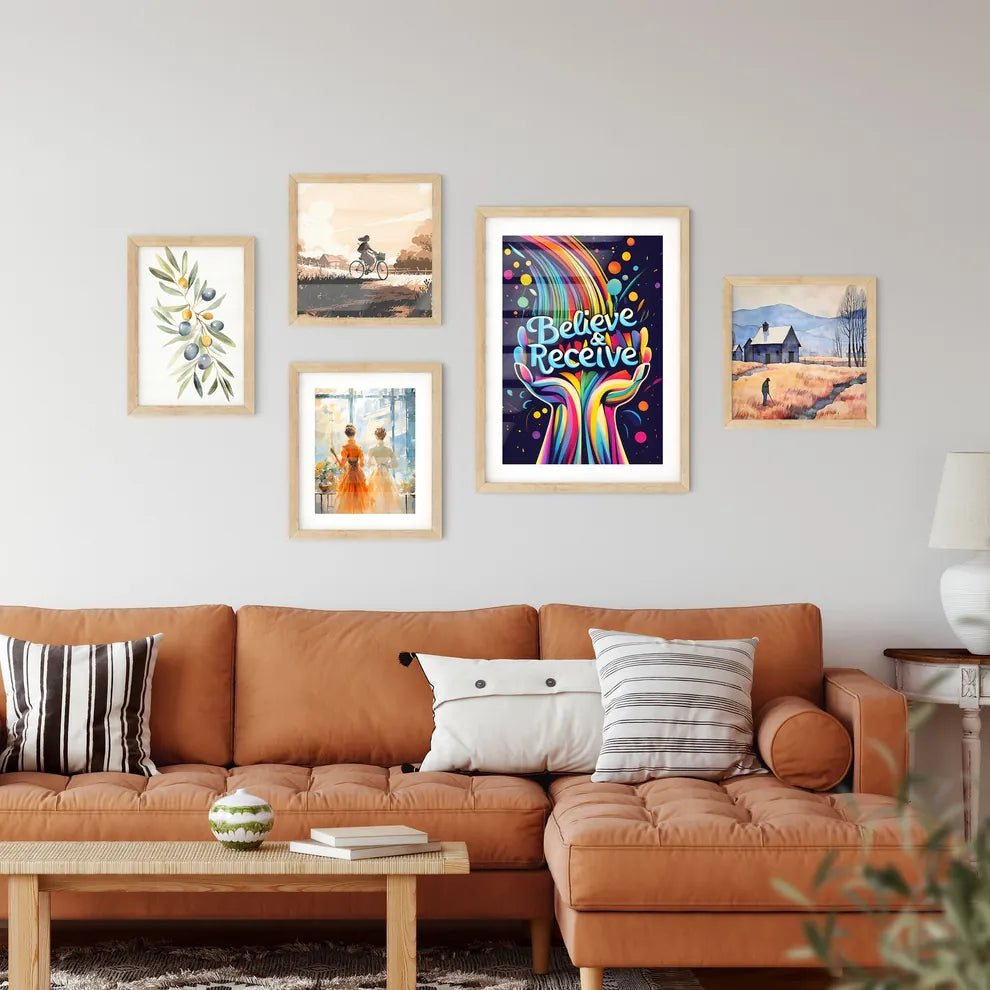 Believe Receive - A Colorful Hands Holding A Framed Print