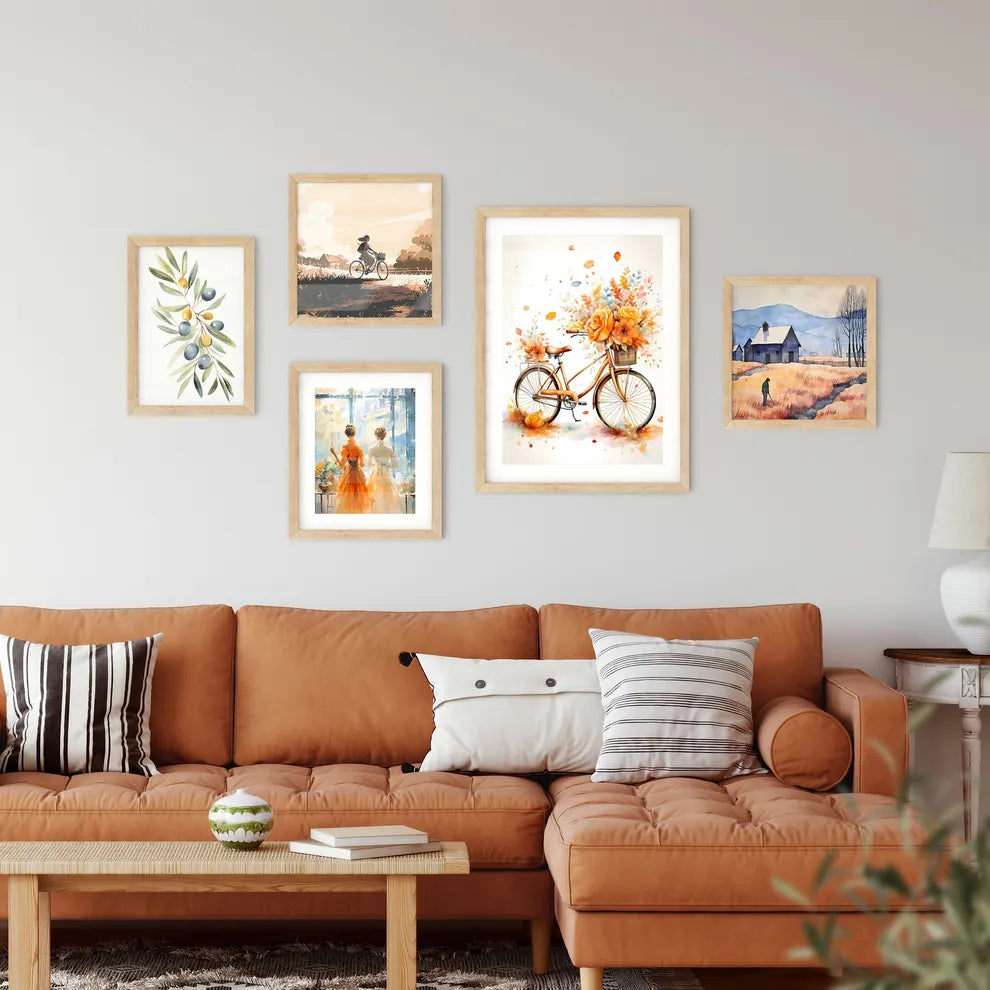 Birthday Bike - A Watercolor Painting Of A B Framed Print